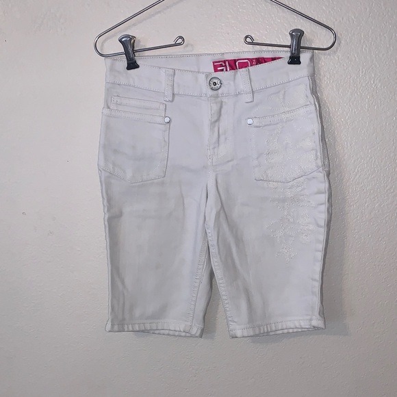 Glo Jeans White Embroidered Denim Bermuda Shorts Girls 12 - Picture 1 of 8